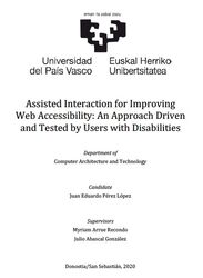 Juan Eduardo Pérez López-ek "Assisted Interaction for Improving Web Accessibility: An Approach Driven and Tested by Users with Disabilities" izenburu duen tesia aurkeztu du