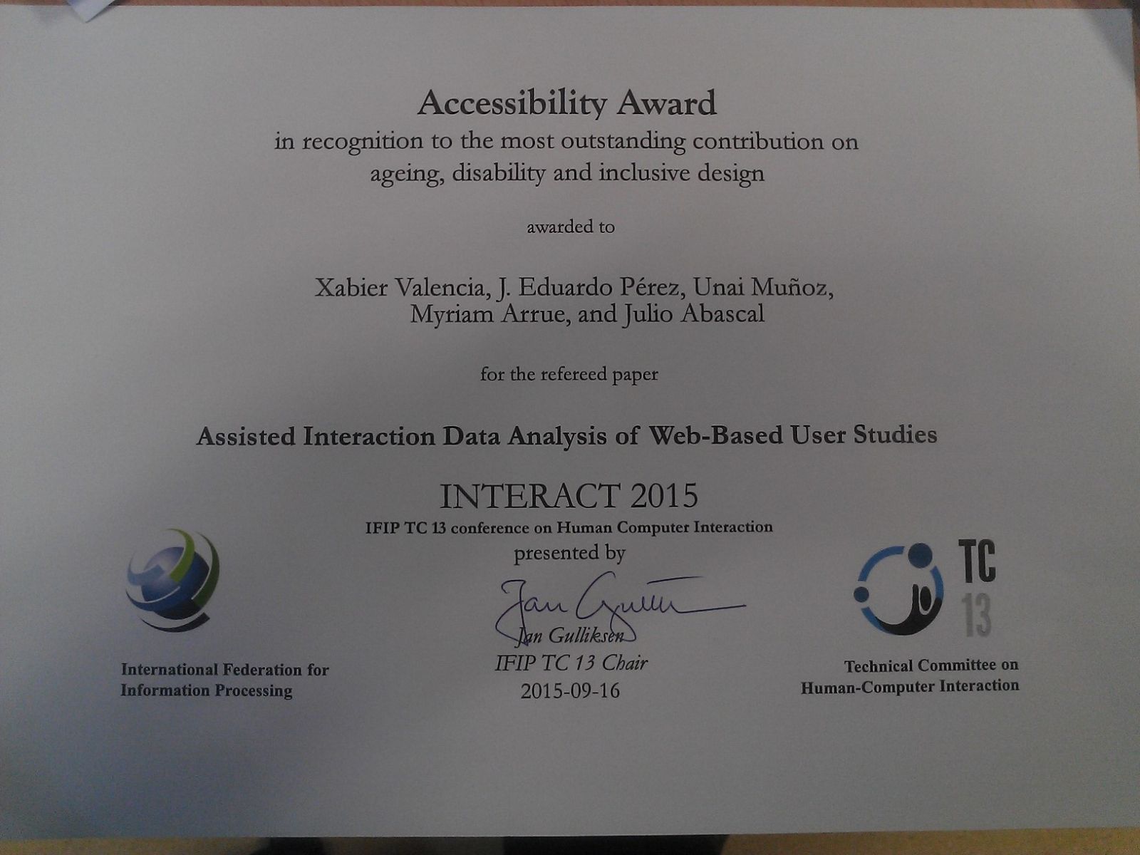 Accessibility award